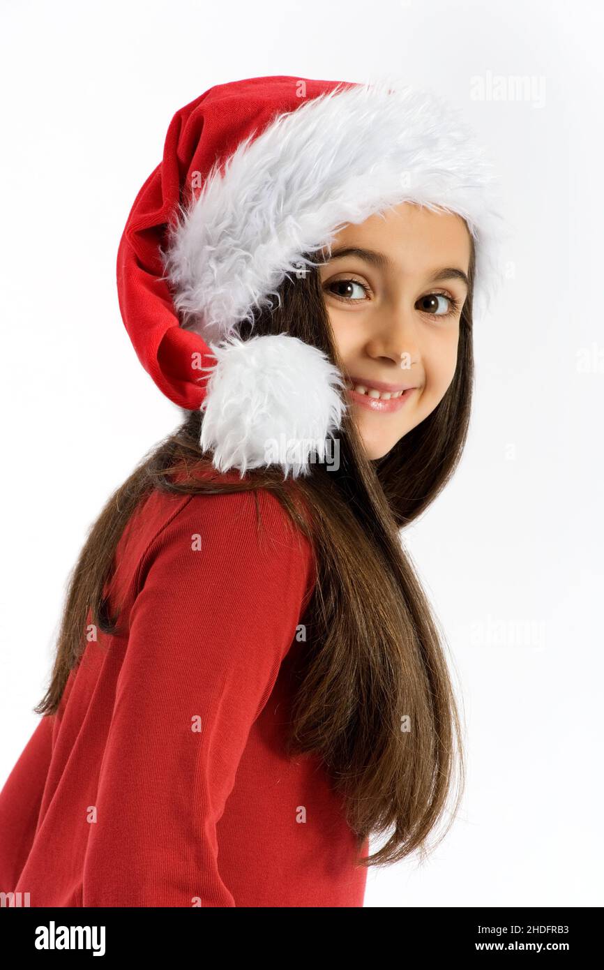 girl, santa hat, girls, christmas cap 