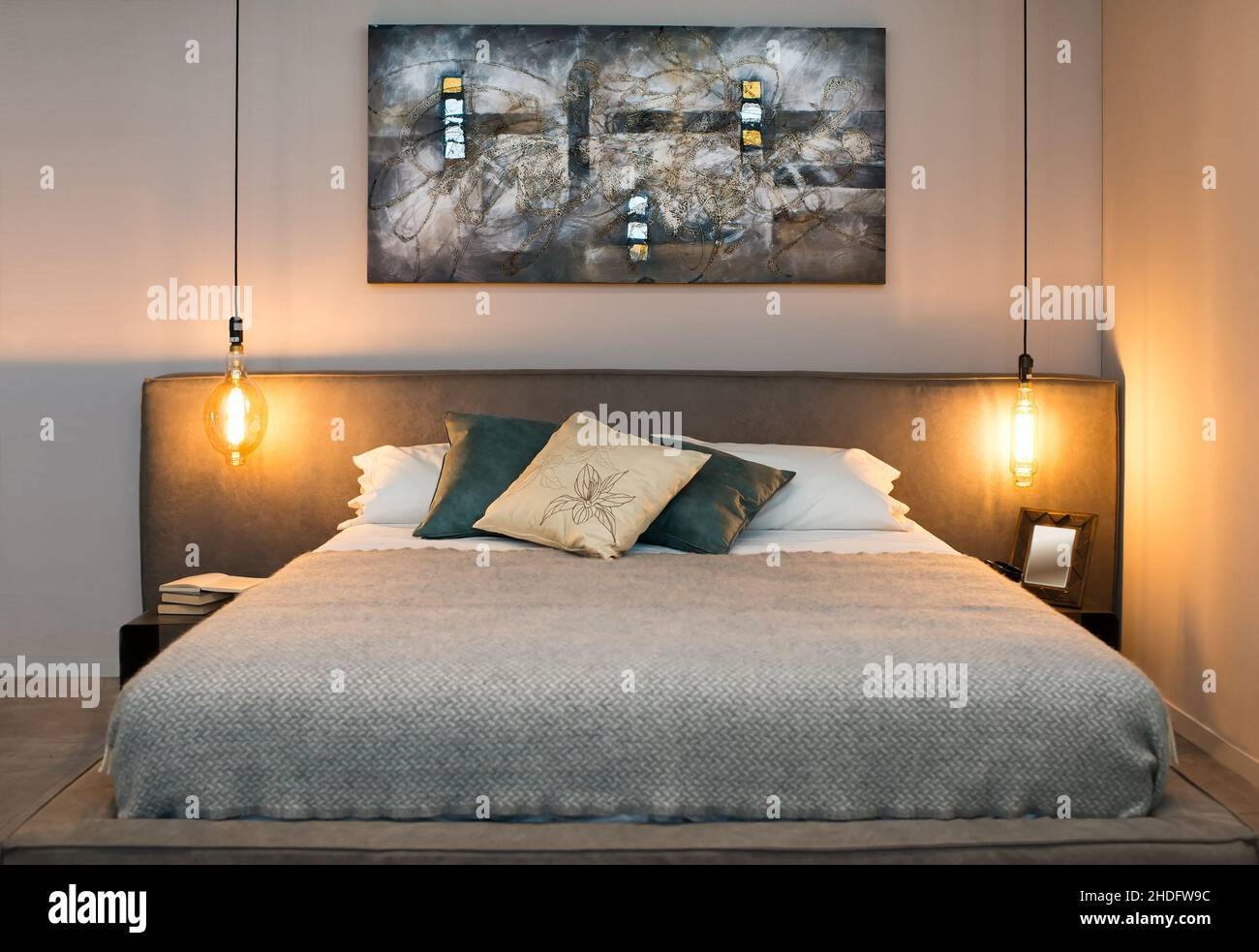 modern, double bed, bedroom, moderns, double beds, bedrooms Stock Photo