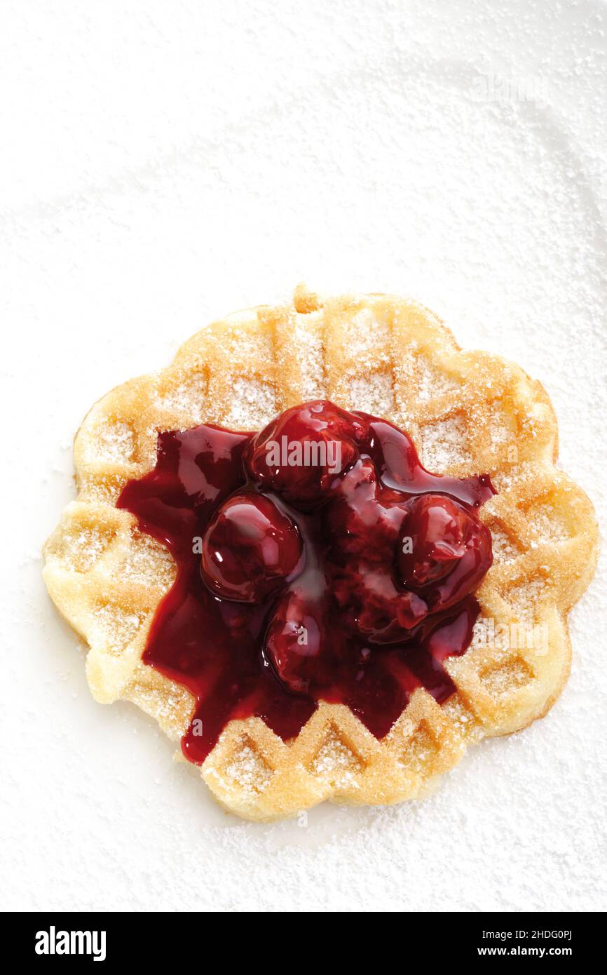 waffle, cherry compote, waffles, cherry compotes Stock Photo Alamy