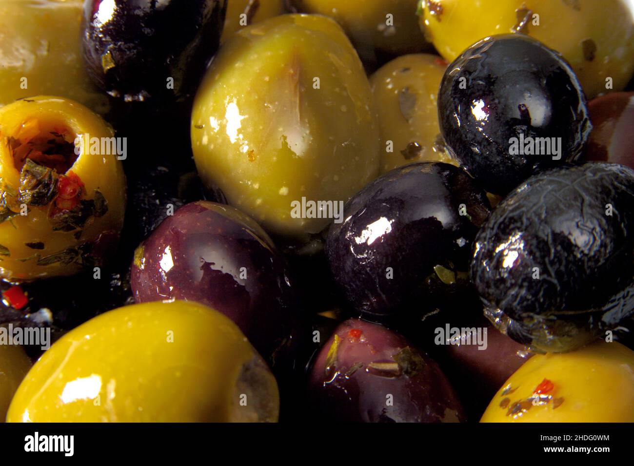 black olives, green olives, black olive, green olive Stock Photo