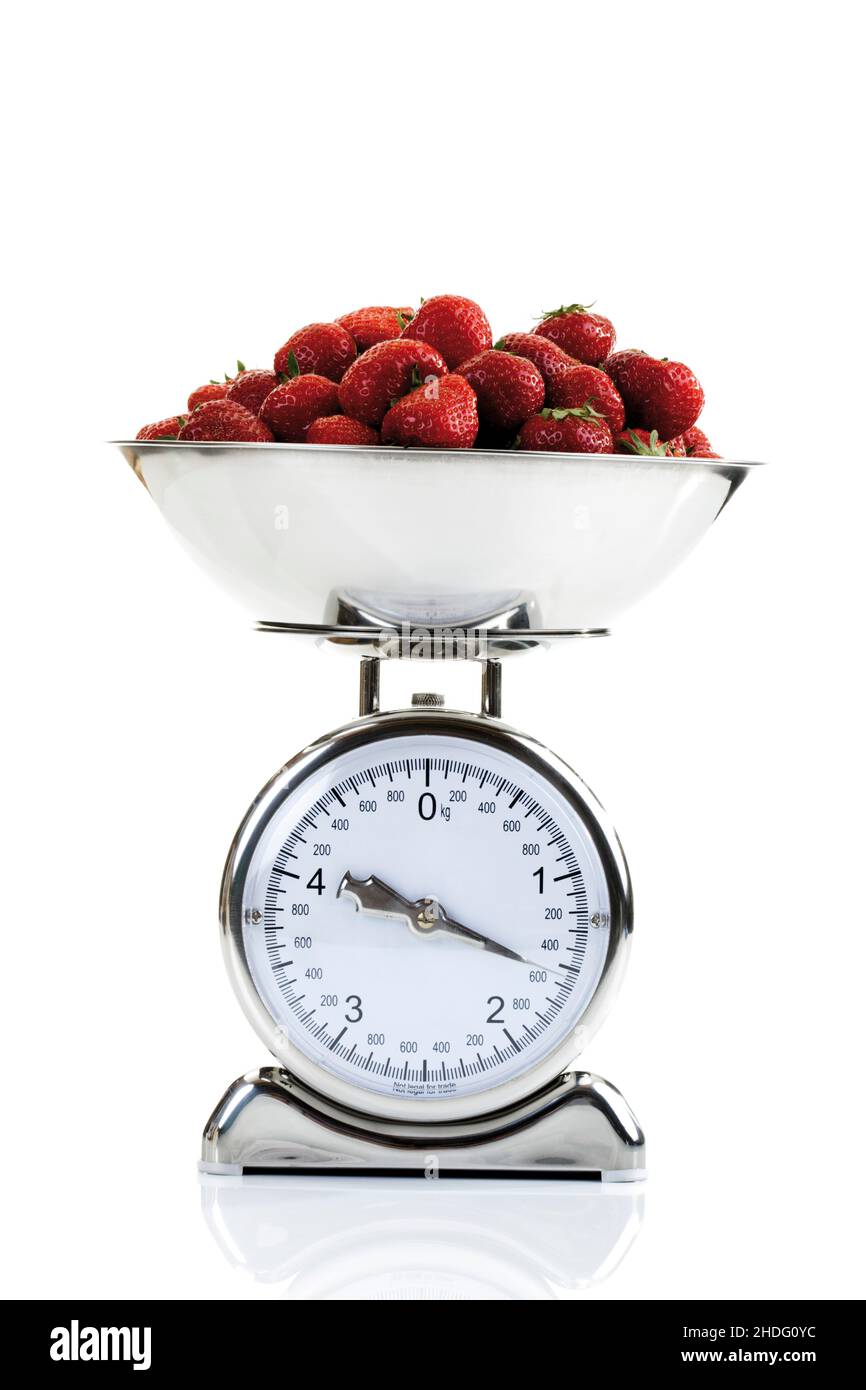 Strawberry On The Scales Stock Photo - Download Image Now - Weight Scale,  Food, Scale - iStock