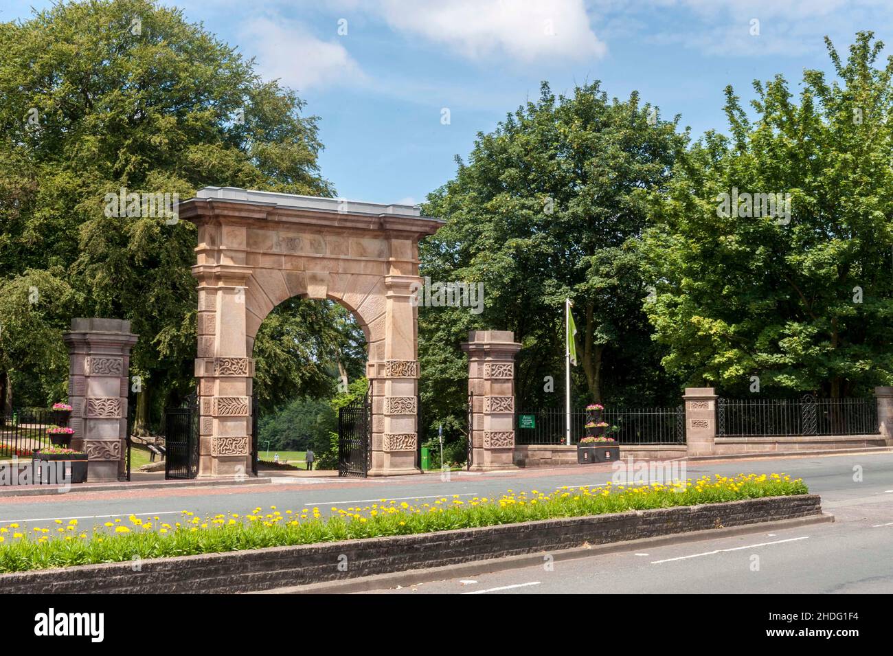 Astley Park Chorley the Memorial Arch was erected at the Park Road entrance to Astley Park around 1923. Stock Photo