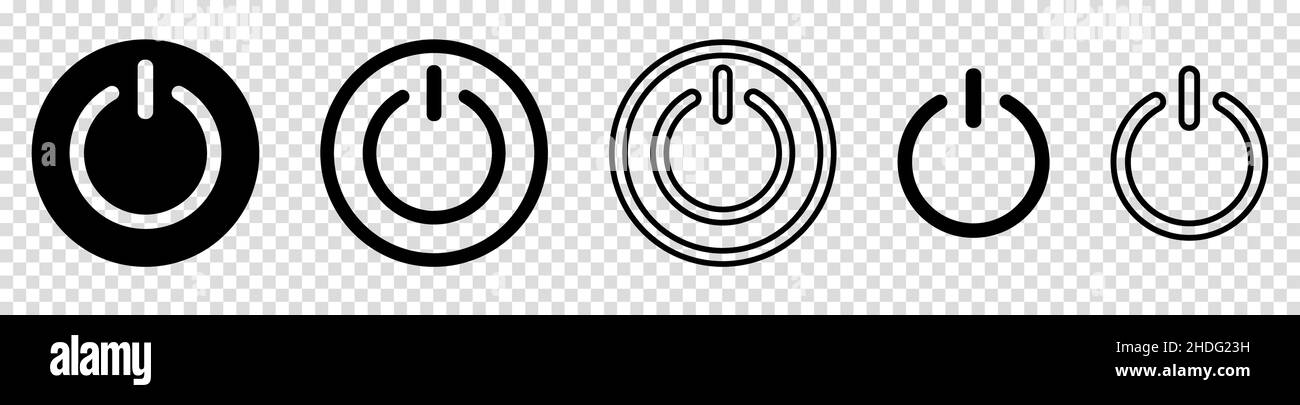 On-off icon set. Vector black shut down icons. Flat and line art style ...