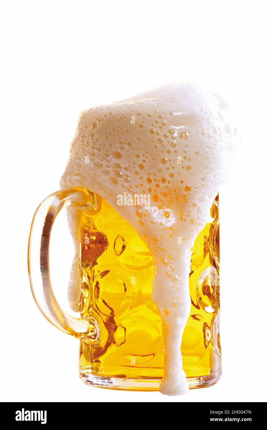 overflow, beer foam, stein, overflows, beer foams, steins Stock Photo
