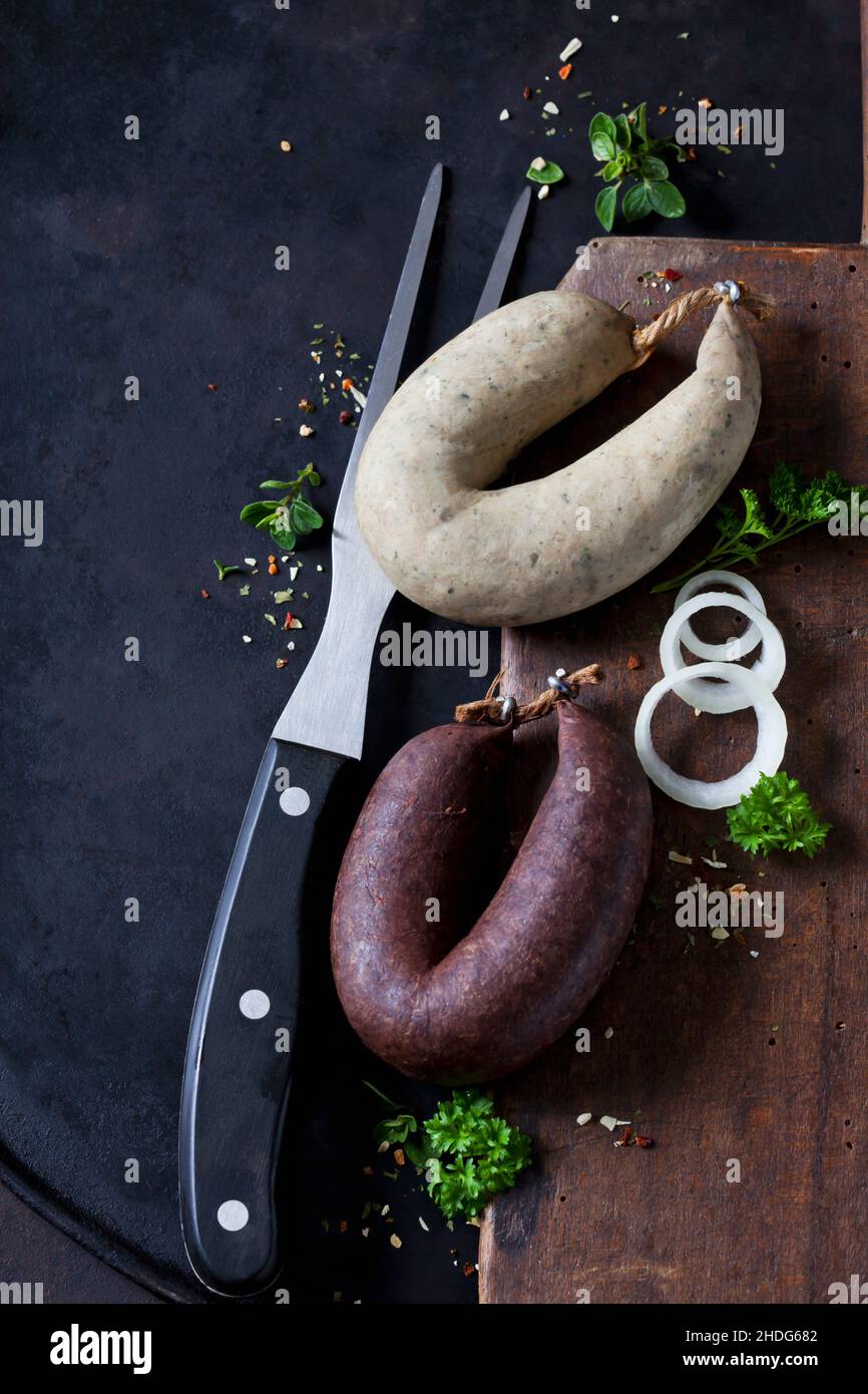 liverwurst, black pudding, liver sausage, liverwursts Stock Photo Alamy