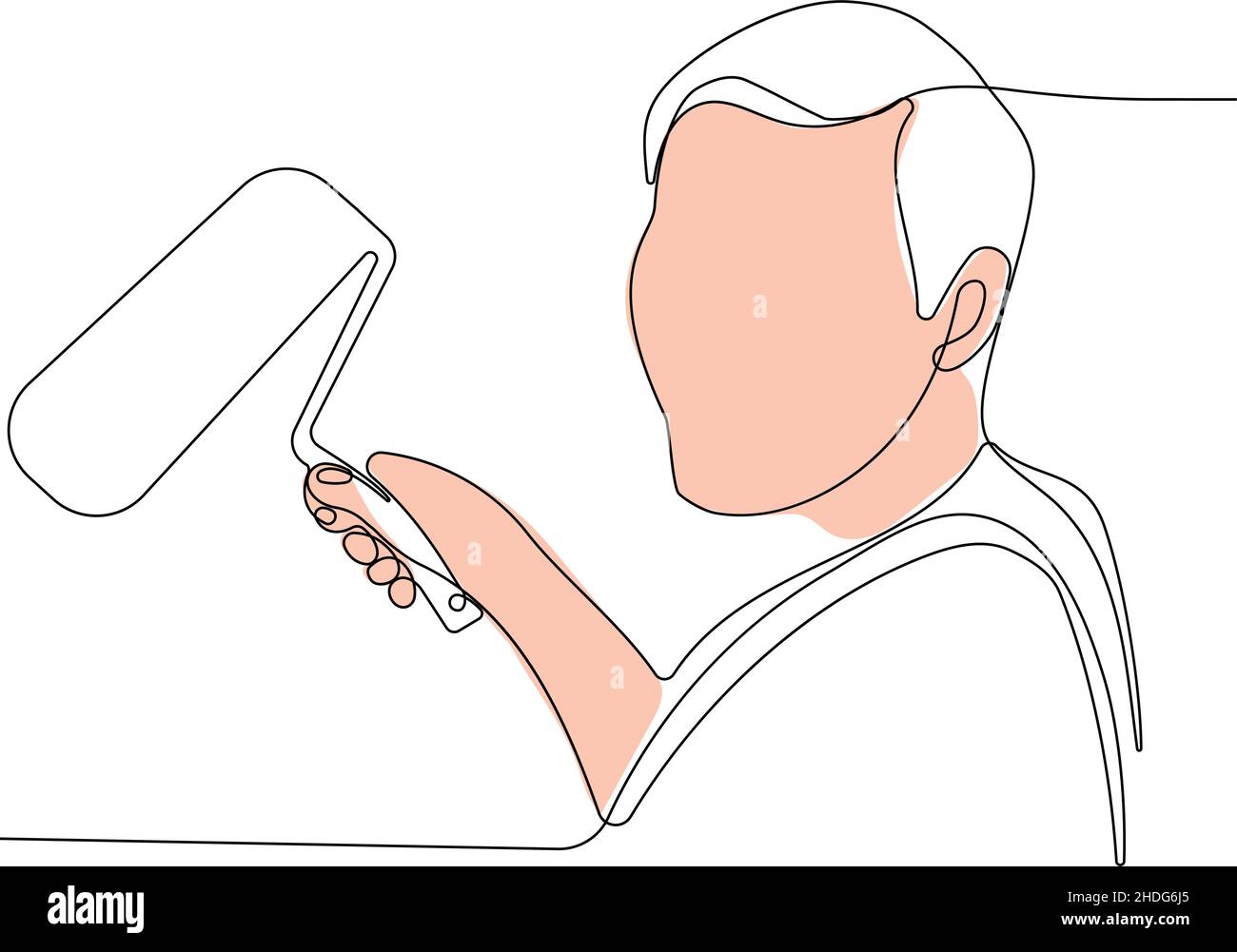 Painter wearing gloves painting wall using roller Stock Vector Image & Art Alamy