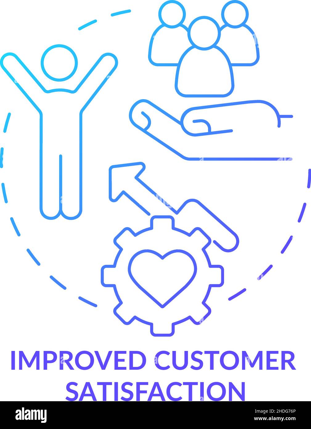 Improved customer satisfaction blue gradient concept icon Stock Vector