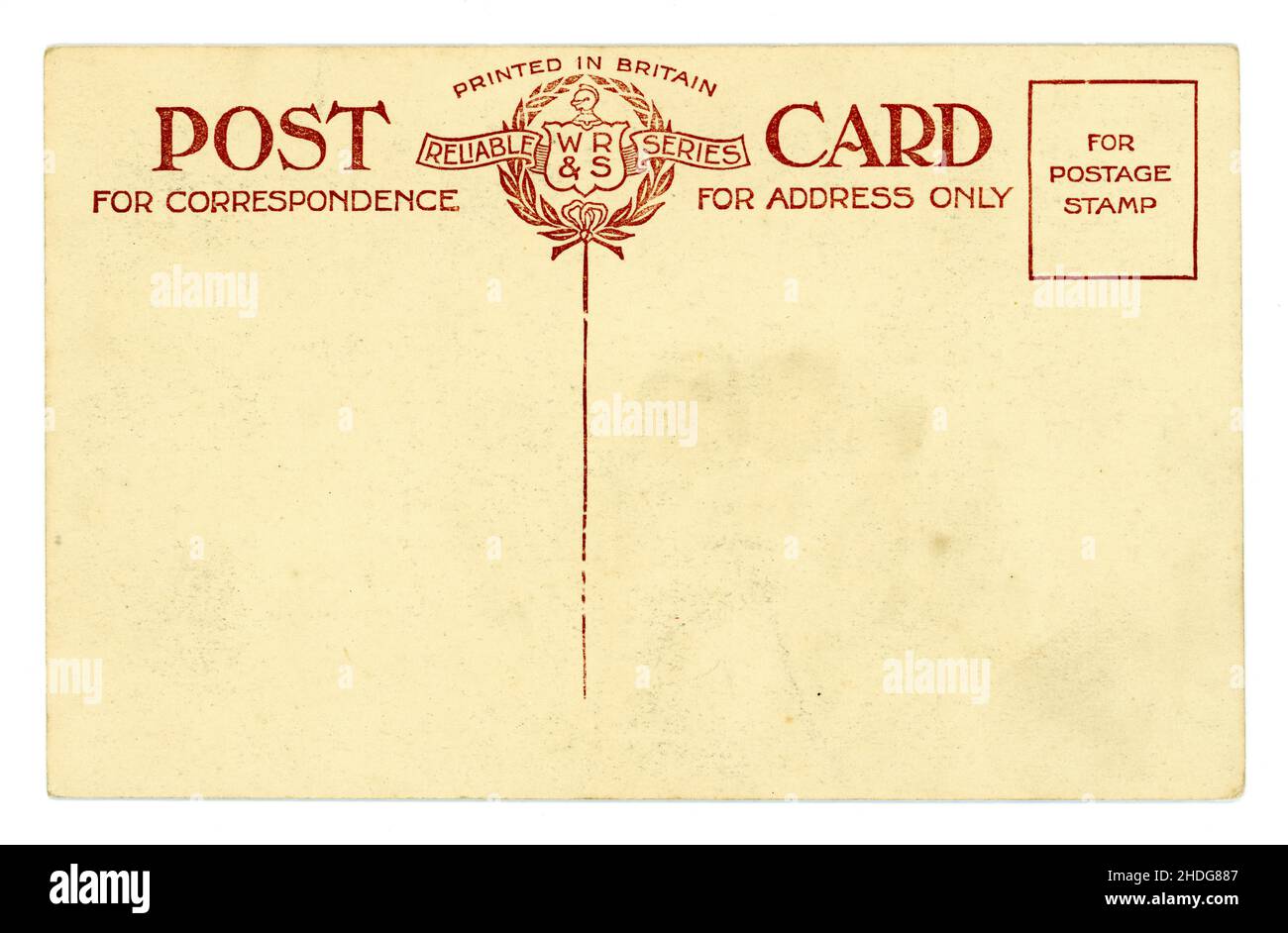 Reverse of Edwardian postcard, circa 1905. Stock Photo