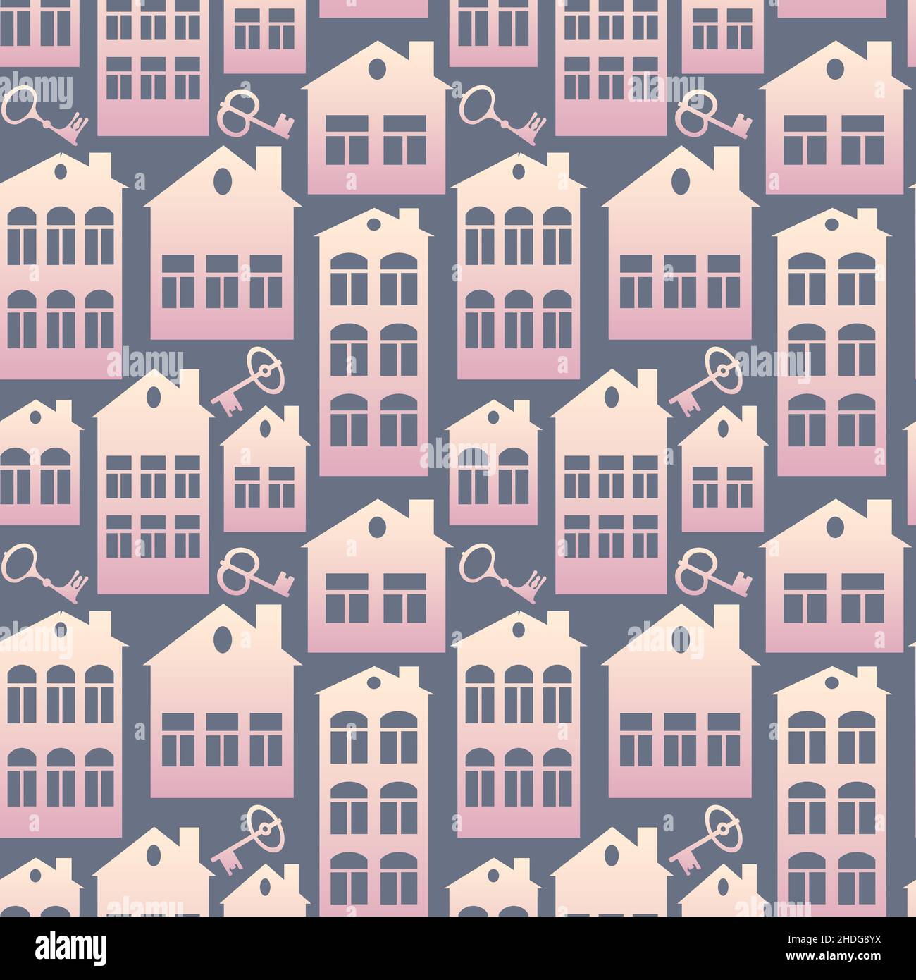 Seamless pattern on a square background on the theme of real estate ...