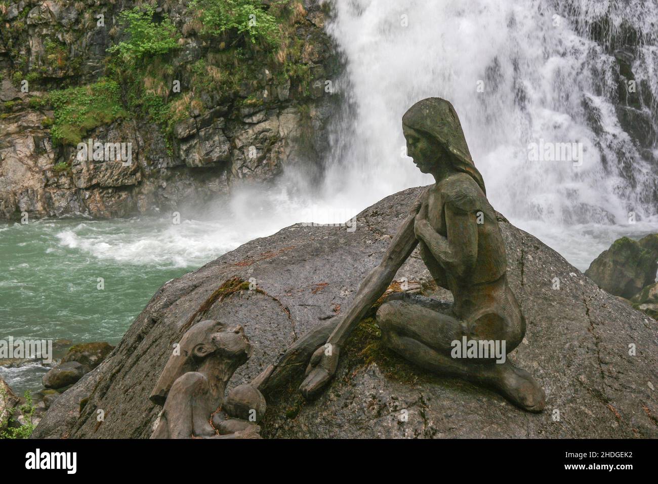 waterfall, sculpture, campo tures, pure brook waterfall, cascade