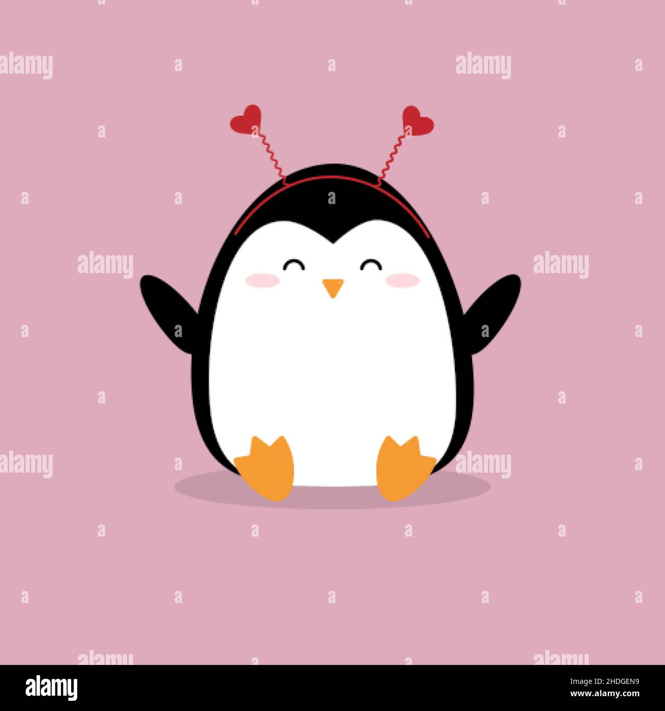 A Cute Cartoon Penguin With Heart Character Stock Vector Image And Art Alamy 