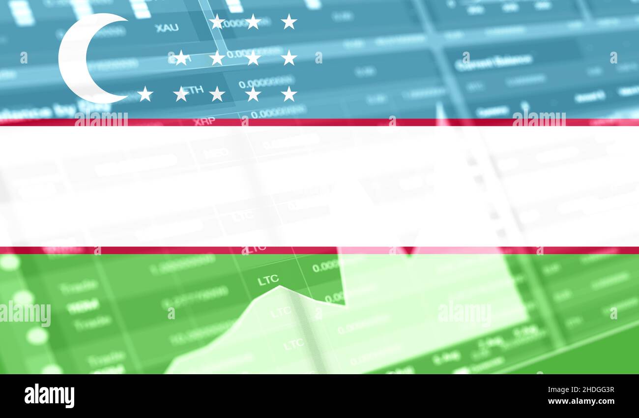 flag of Uzbekistan and Stock market graph bar. Cryptocurrency. Bitcoin  Stock Growth. Conceptual image for investors in cryptocurrency and  Blockchain T Stock Photo - Alamy