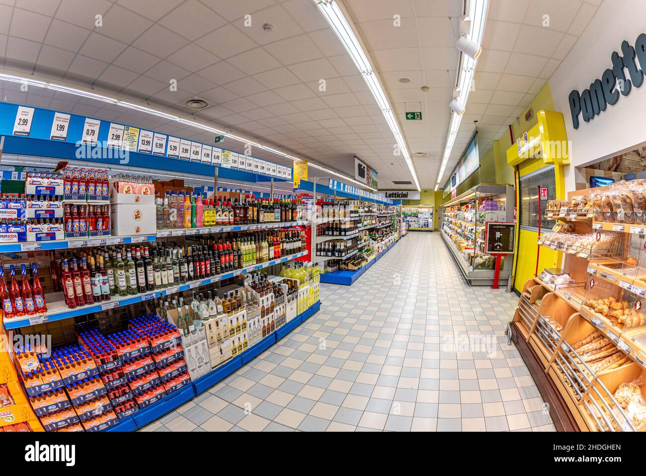 Fossano, Italy November 11, 2021 shelves food in affordable prices