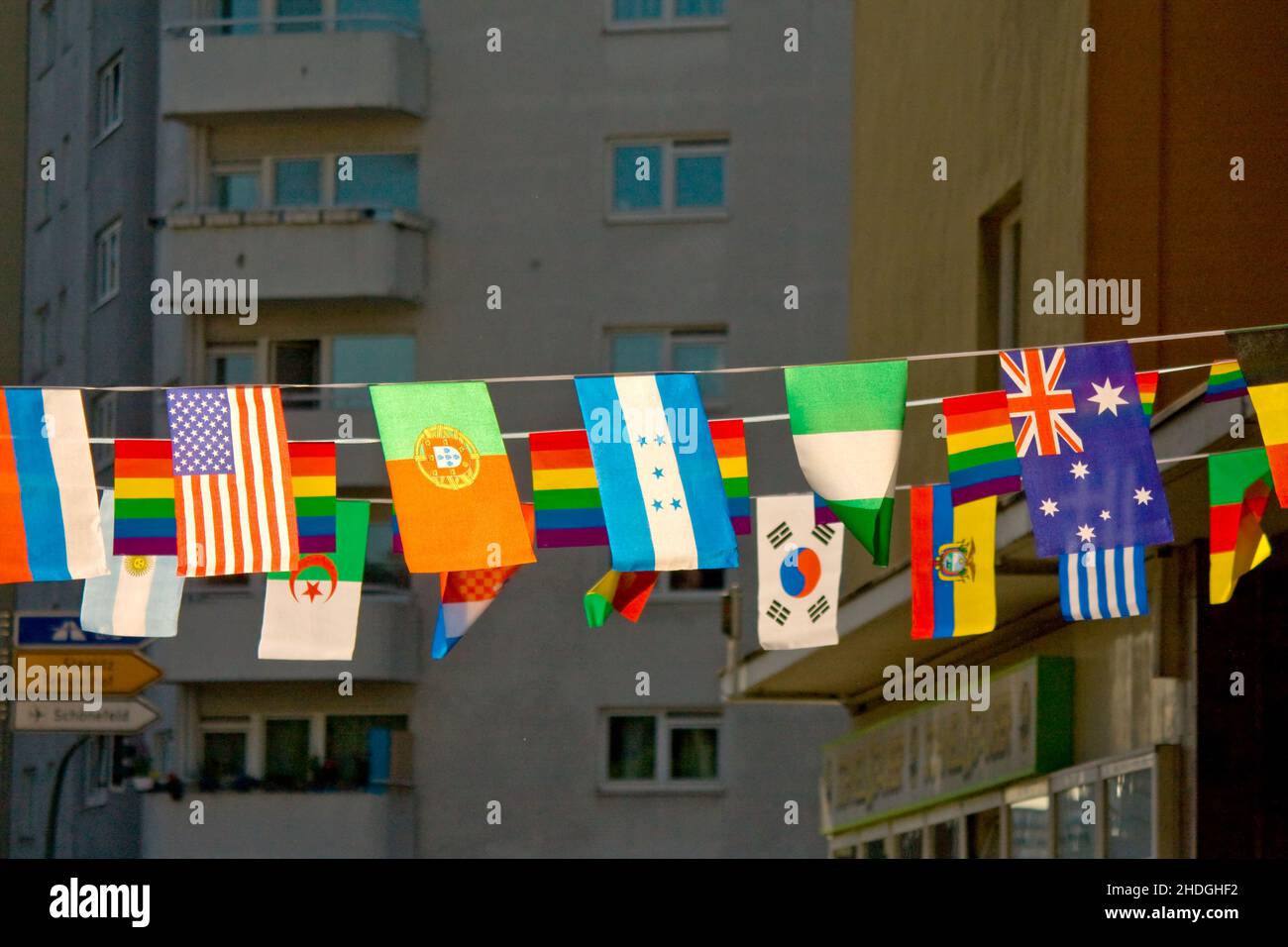 international, flags, pennant, internationals, flag, pennants Stock Photo