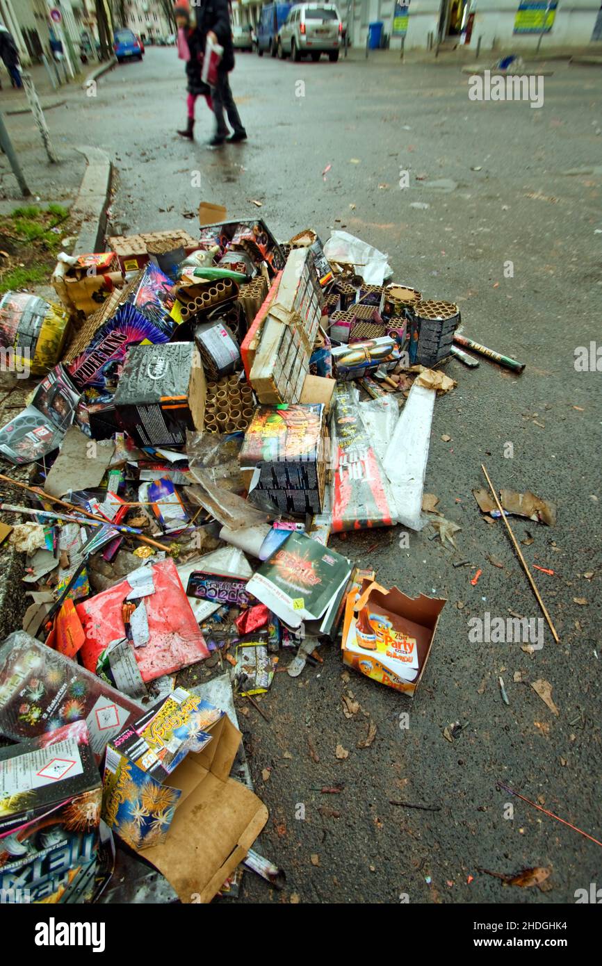 new years eve, garbage, packaging waste, pyrotechnics, new years