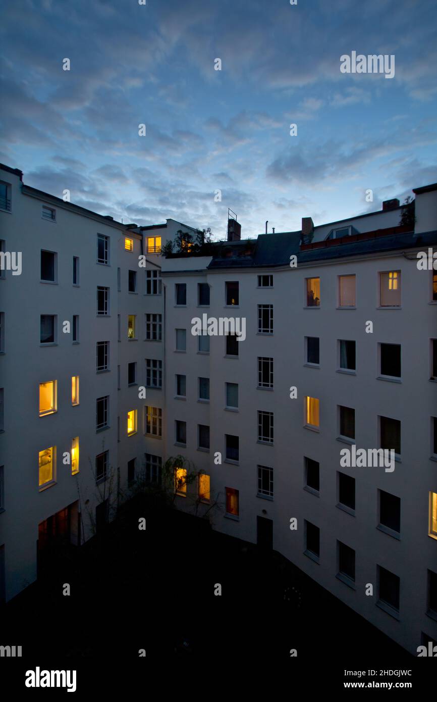 evening, multifamily, townhouse, multifamilies Stock Photo