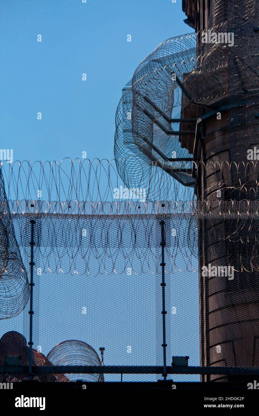 prison, razor wire, prisons, razor wires Stock Photo Alamy