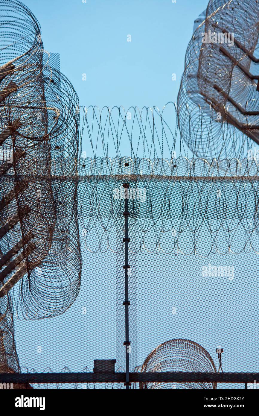 prison, razor wire, prisons, razor wires Stock Photo Alamy