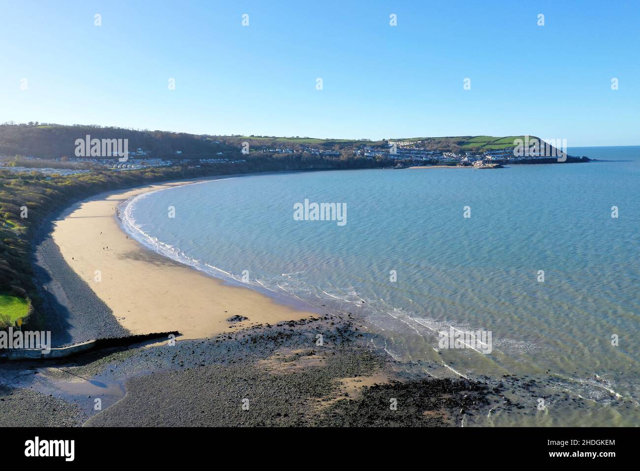 Aerial Photograph of New Quay Wales and Surrounding Area, Beach and Sea