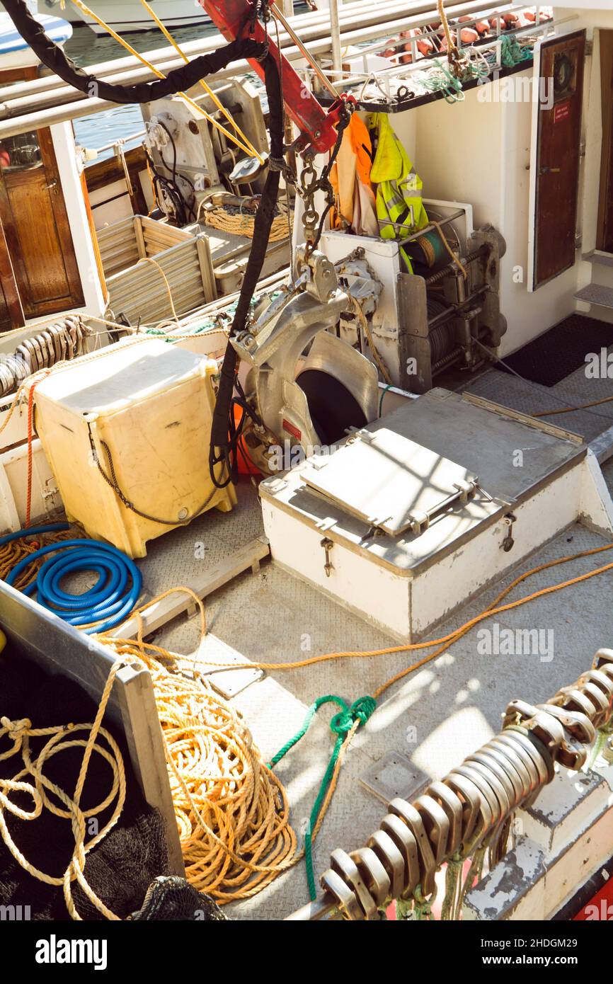 fishing boat, accessories, deck of ship, fishing boats, accessorie, deck of  ships Stock Photo - Alamy