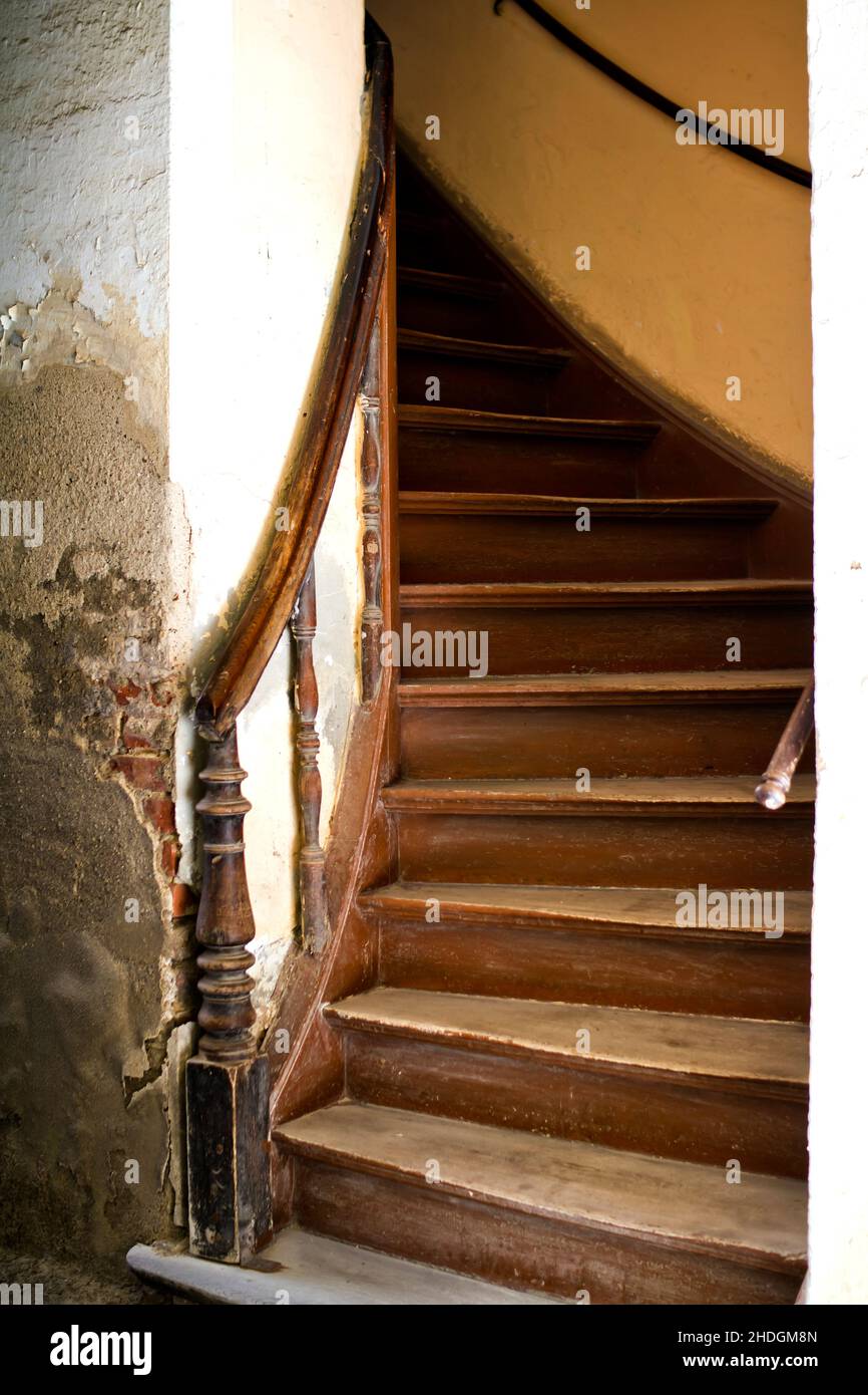 staircase, wooden stairs, staircases, stairs, wooden stair Stock Photo