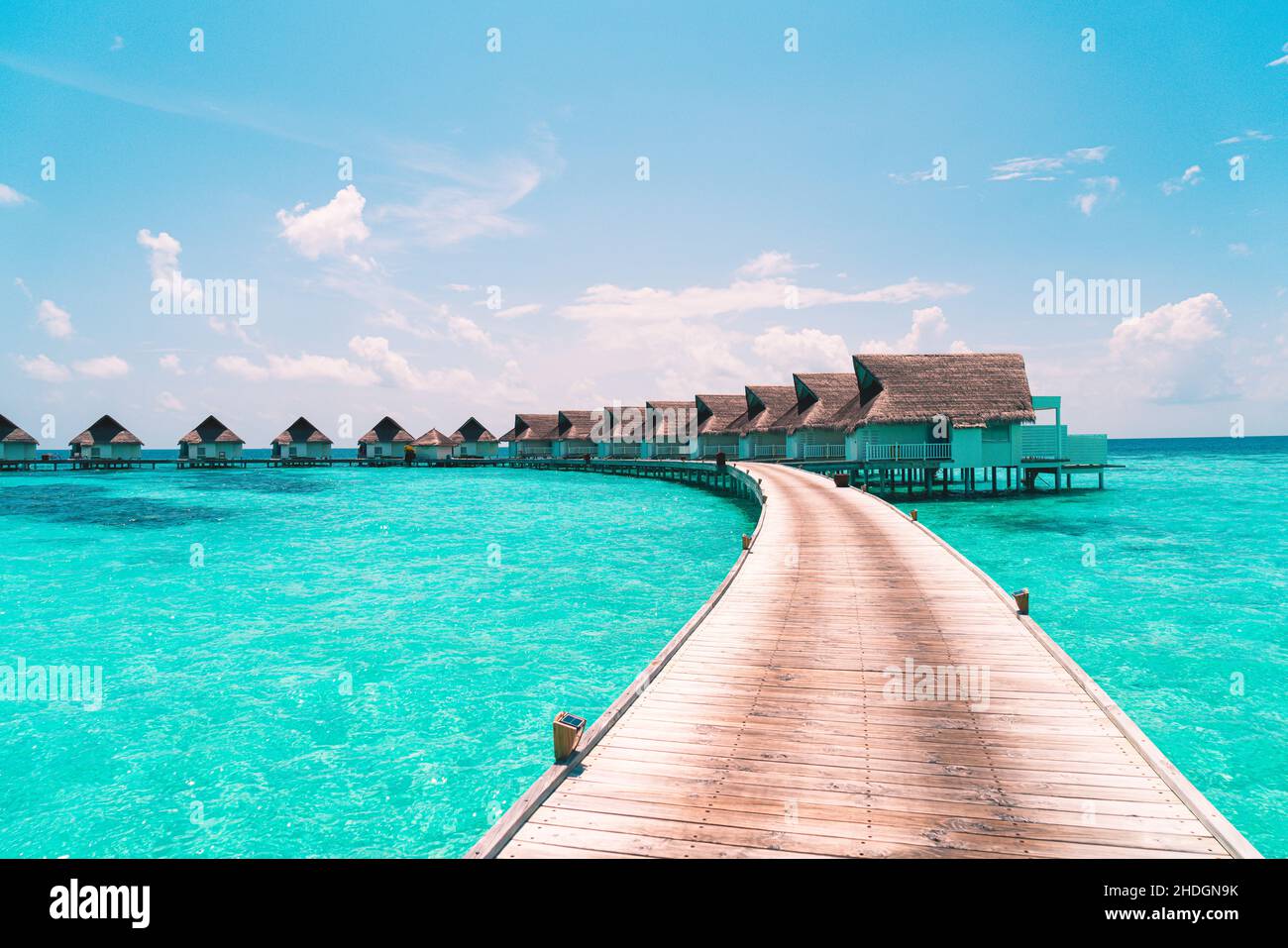 Beautiful tropical Maldives resort hotel and island with beach and sea ...
