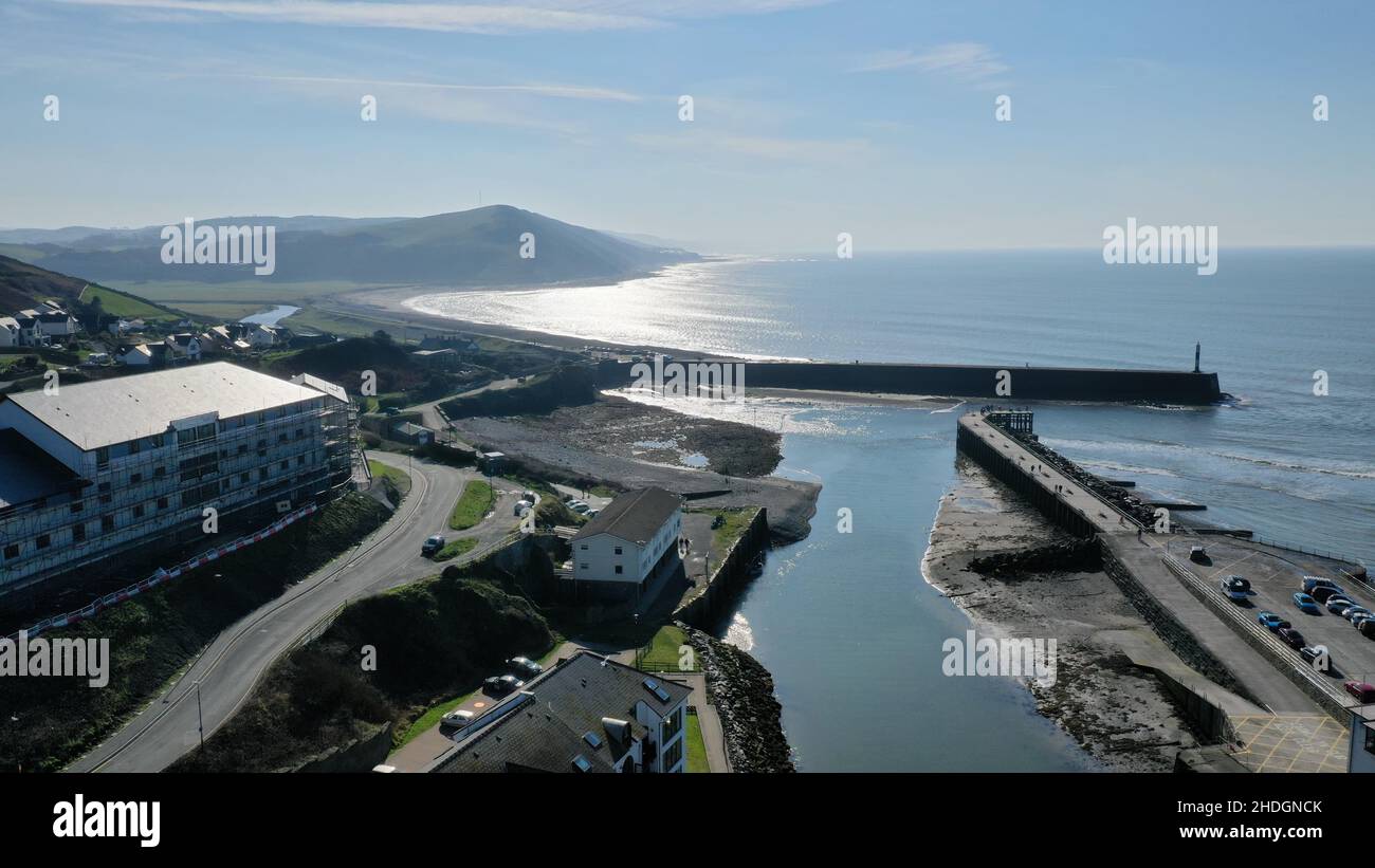 Aerial Photograph Aberystwyth Marina, Harbour, Boats and Town Stock