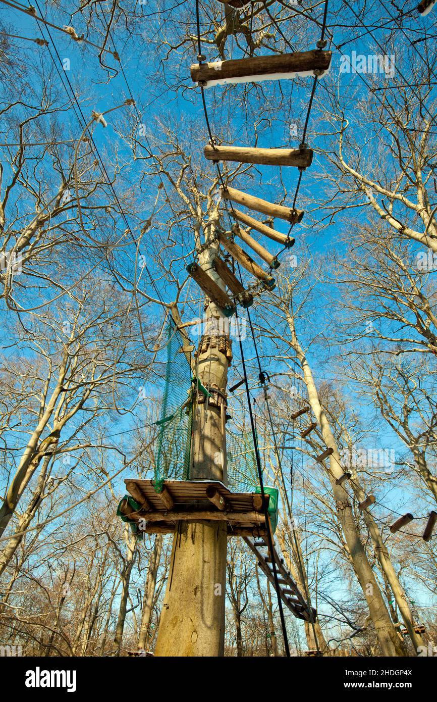ropes course, climbing garden, high ropes, ropes courses Stock Photo