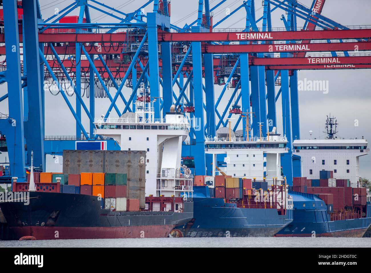 container ship, container port, import, export, container ships, container ports, imports, exports Stock Photo