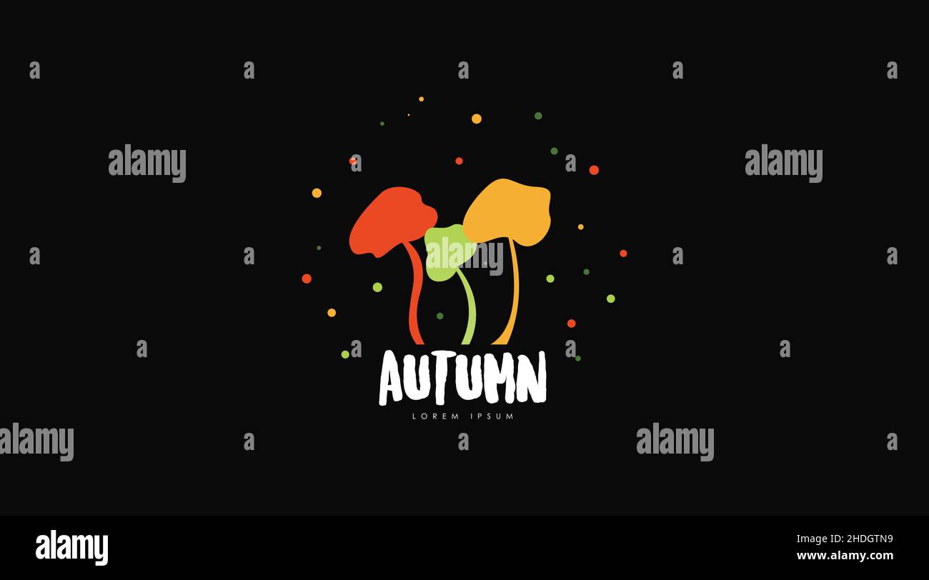 Autumn Logo Design Concept Vector Isolated in Black Background. Seasonal Logo of Autumn Logo