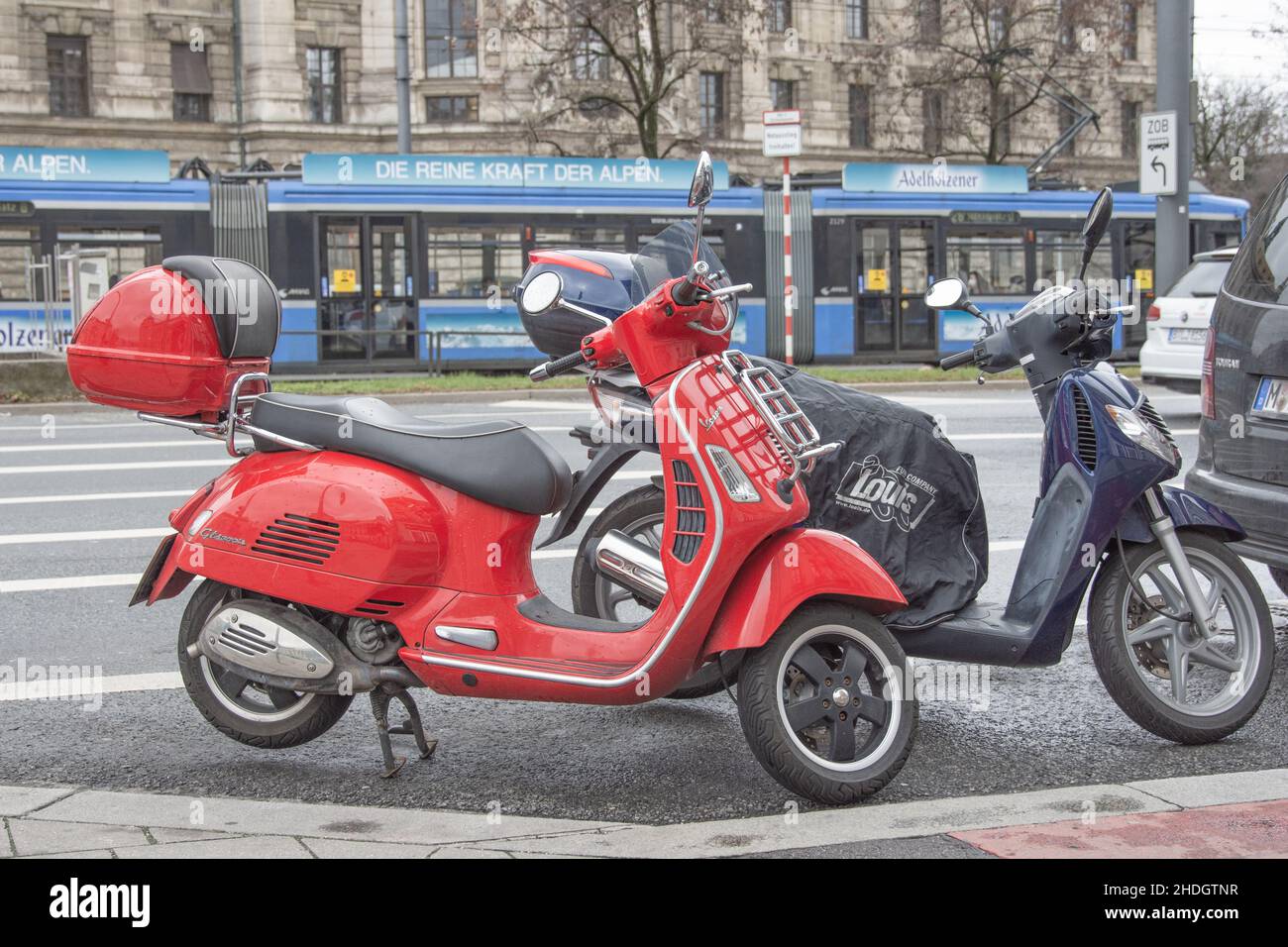 Munich January 2022: Two scooters in downtown Munich Stock Photo