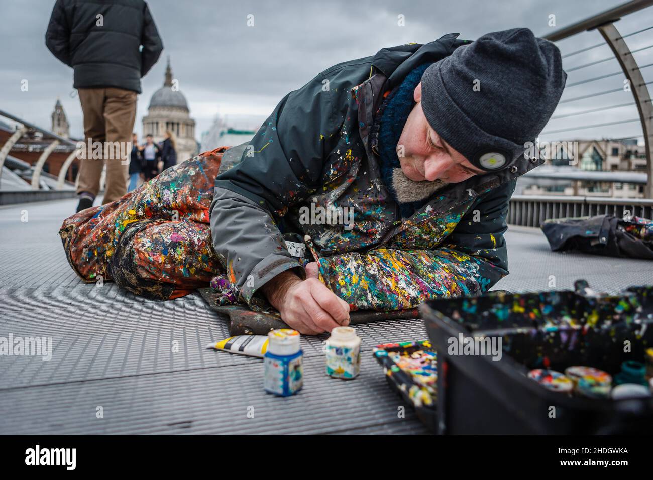 Ben Wilson AKA ‘The Chewing Gum Man’ is inspired by his distaste for any kind of rubbish on the streets. Stock Photo