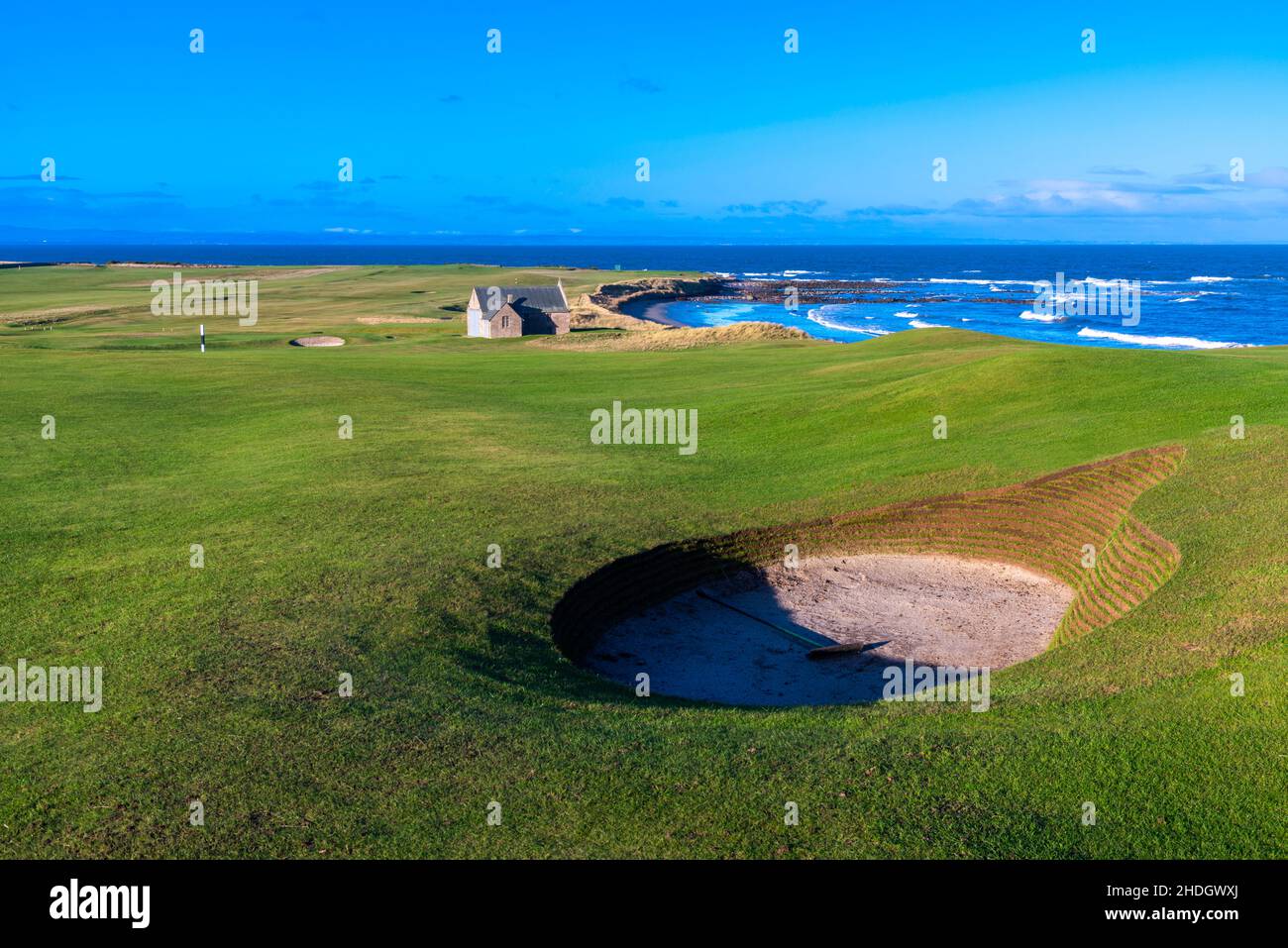 Balcomie Links Golf Course, Crail, near to St.Andrews in the county of Fife, Scotland. Stock Photo