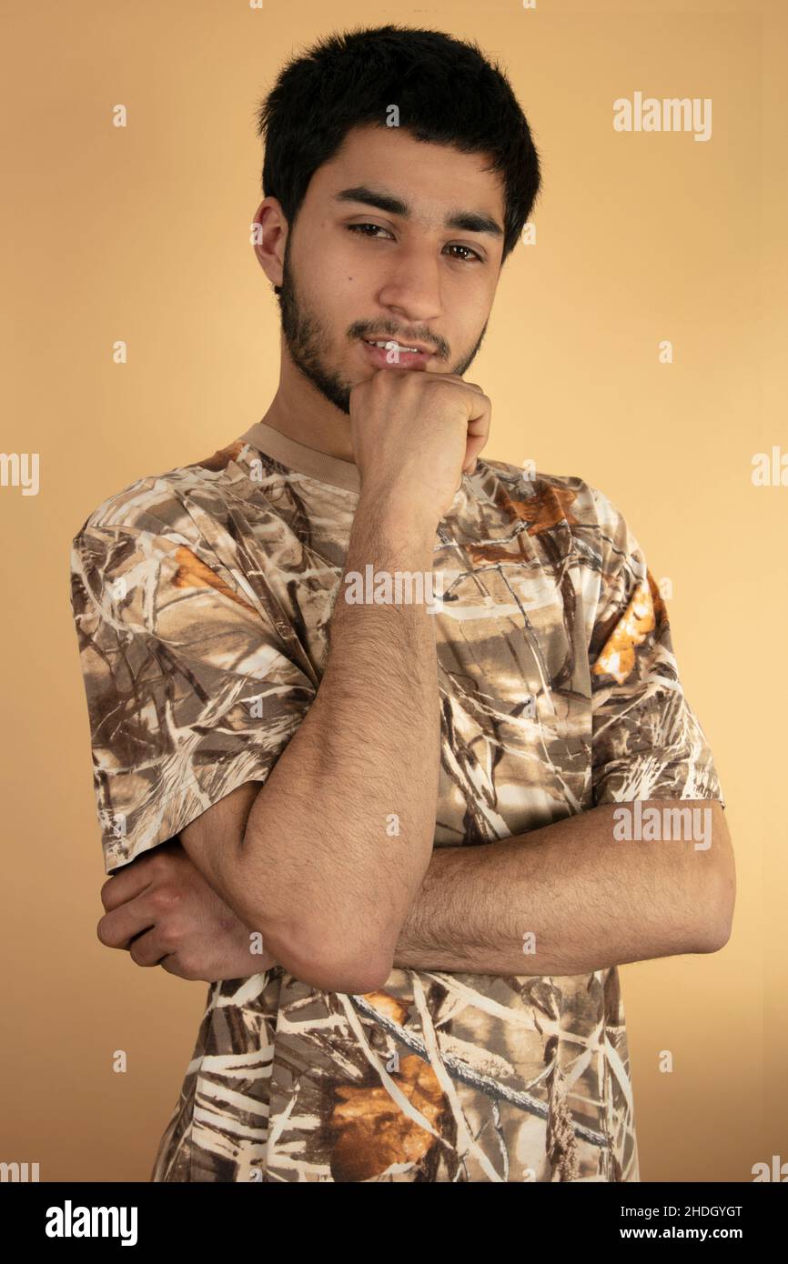 young man, pensive, guy, man, men, young, pensives Stock Photo
