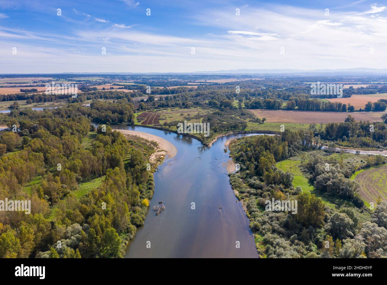 France, Allier, Bourbonnais, La Ferte-Hauterive, confluence of the Sioule river with the Allier river, protected zone site Natura 2000 Basse Sioule (a Stock Photo