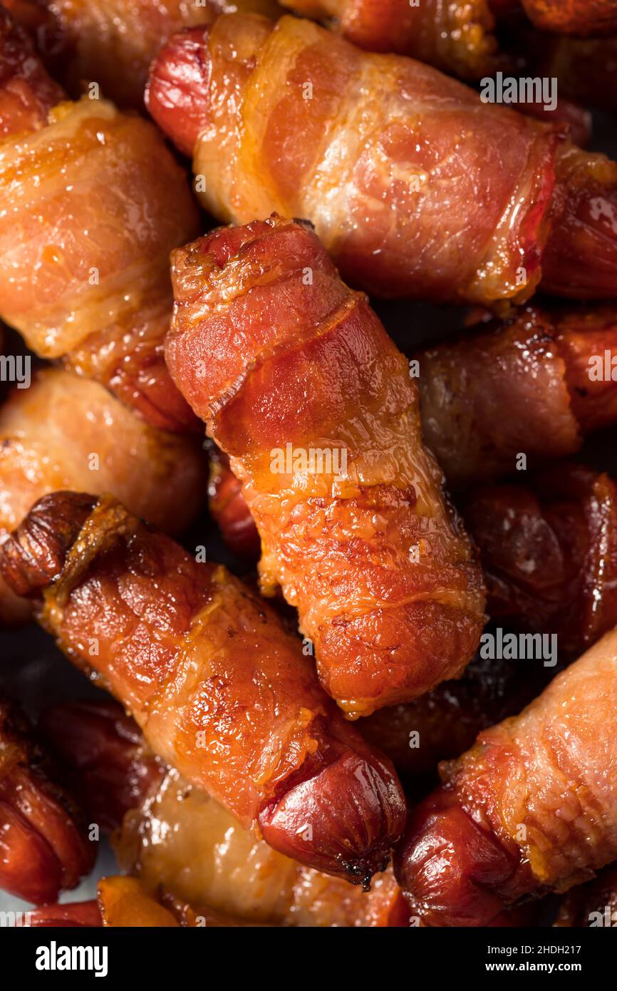 Homemade Bacon Pigs in a Blanket Served as an Appetizer Stock Photo Alamy