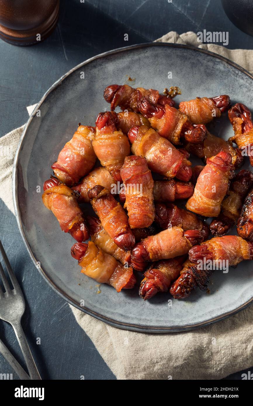 Homemade Bacon Pigs in a Blanket Served as an Appetizer Stock Photo Alamy