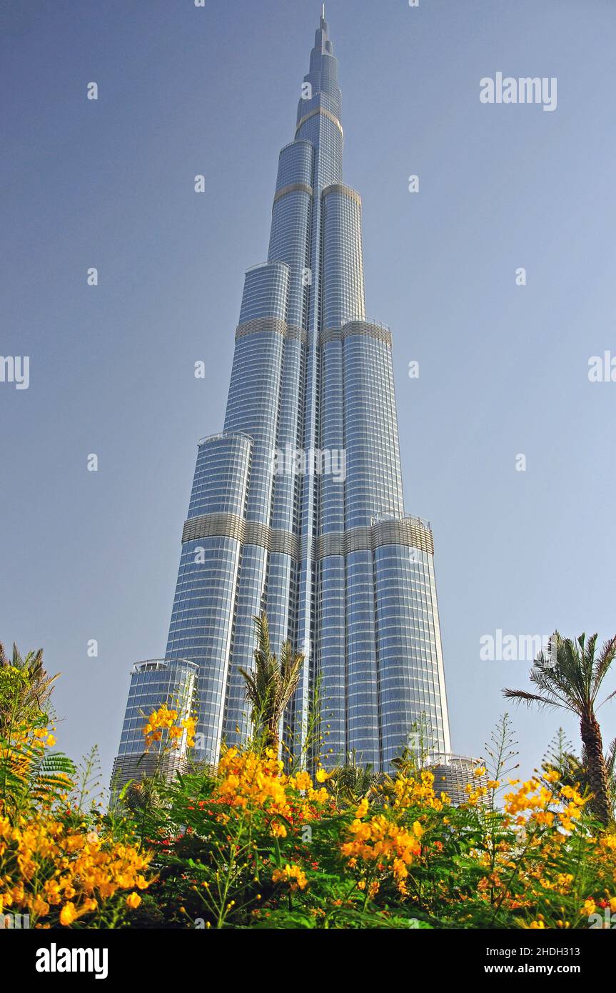 'World's tallest' Burj Khalifa Building, Downtown Dubai, Dubai, United Arab Emirates Stock Photo