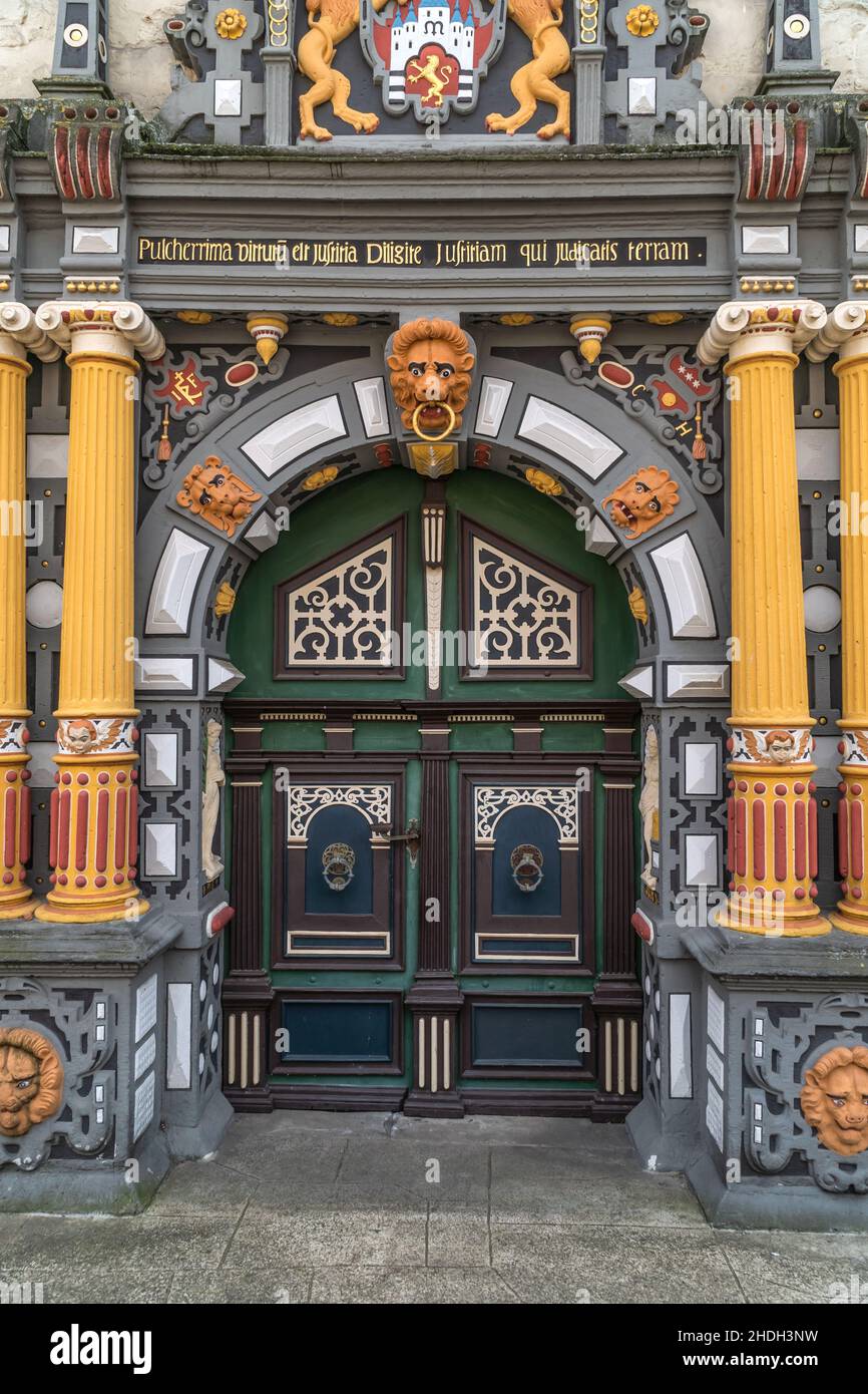 town hall, portal, hann münden, town halls, portals Stock Photo