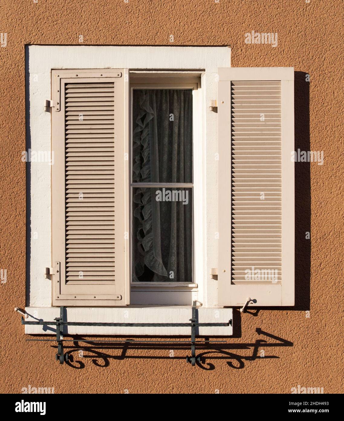 lattice window, window shutter, lattice windows, window shutters Stock