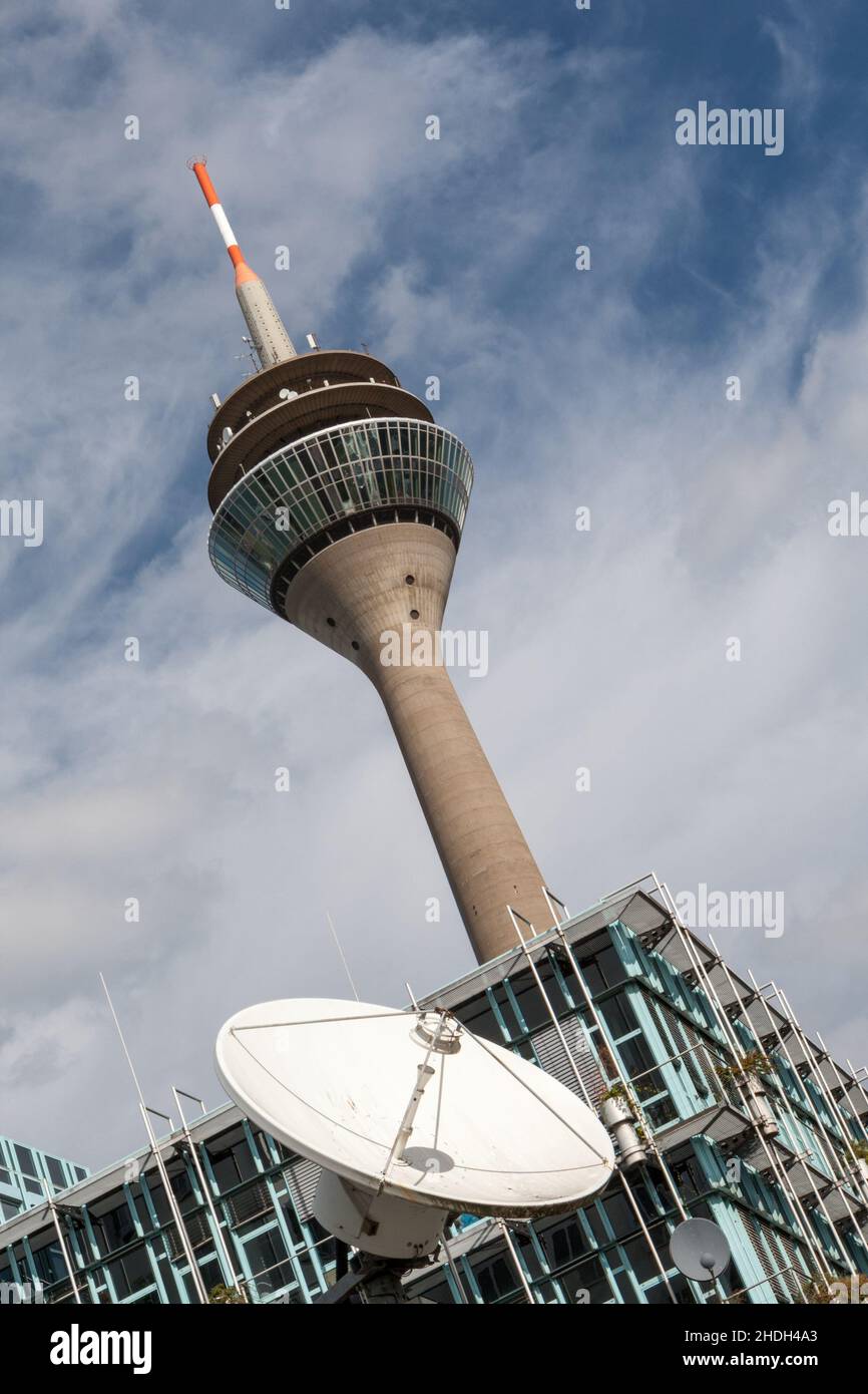television tower, rheinturm düsseldorf, communications tower, television towers, rheinturm düsseldorfs, communications towers Stock Photo