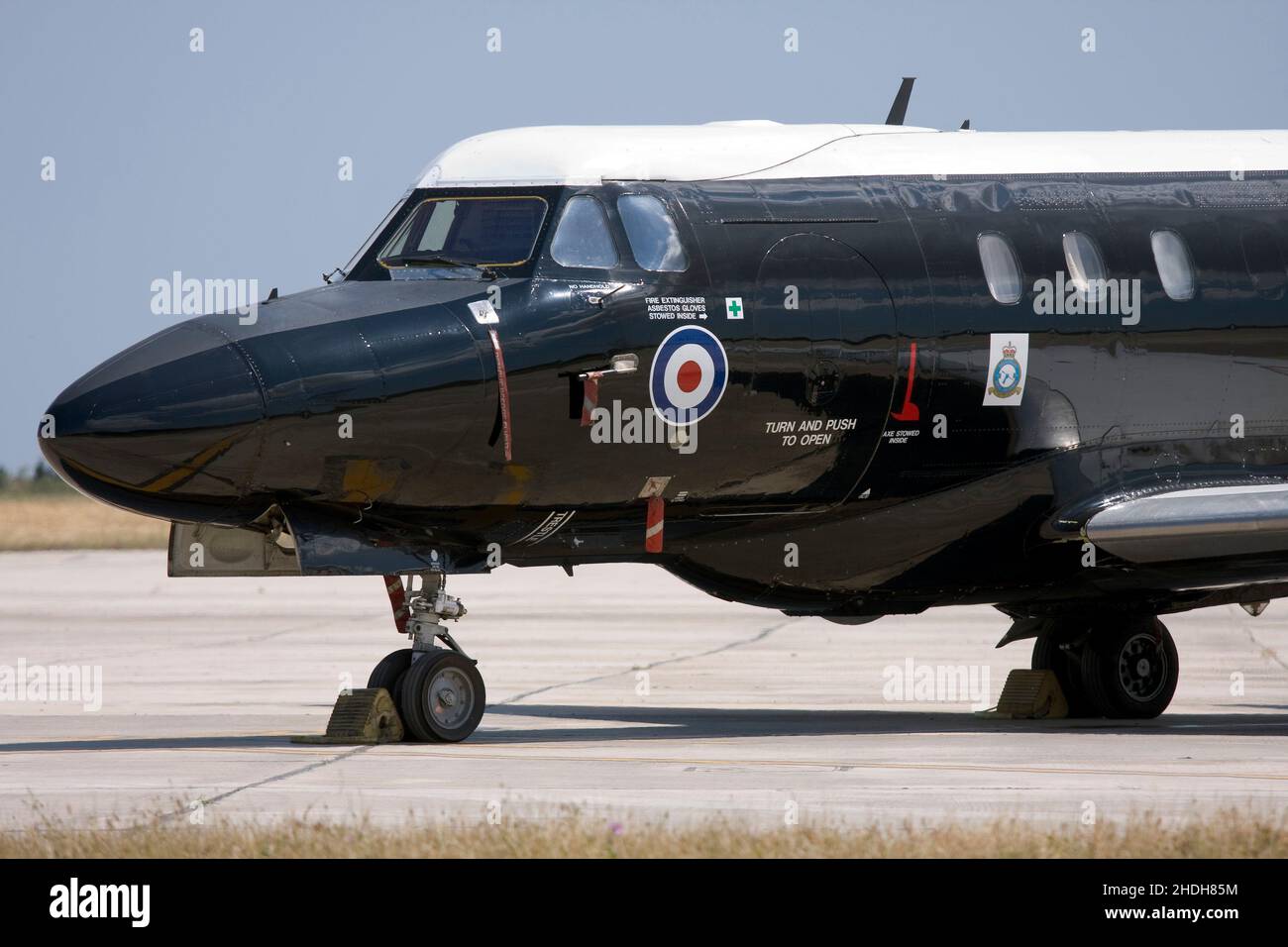 Royal Air Force Hawker Siddeley HS-125-2 (REG: HS728) Dominie T1 parked in apron 4, last visit to Malta prior to being retired from RAF service. Stock Photo