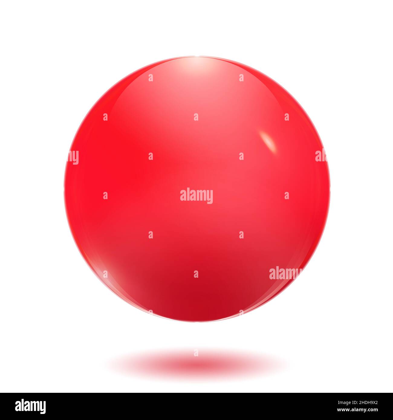 Red glass ball against white background, 3dillustration Stock Photo
