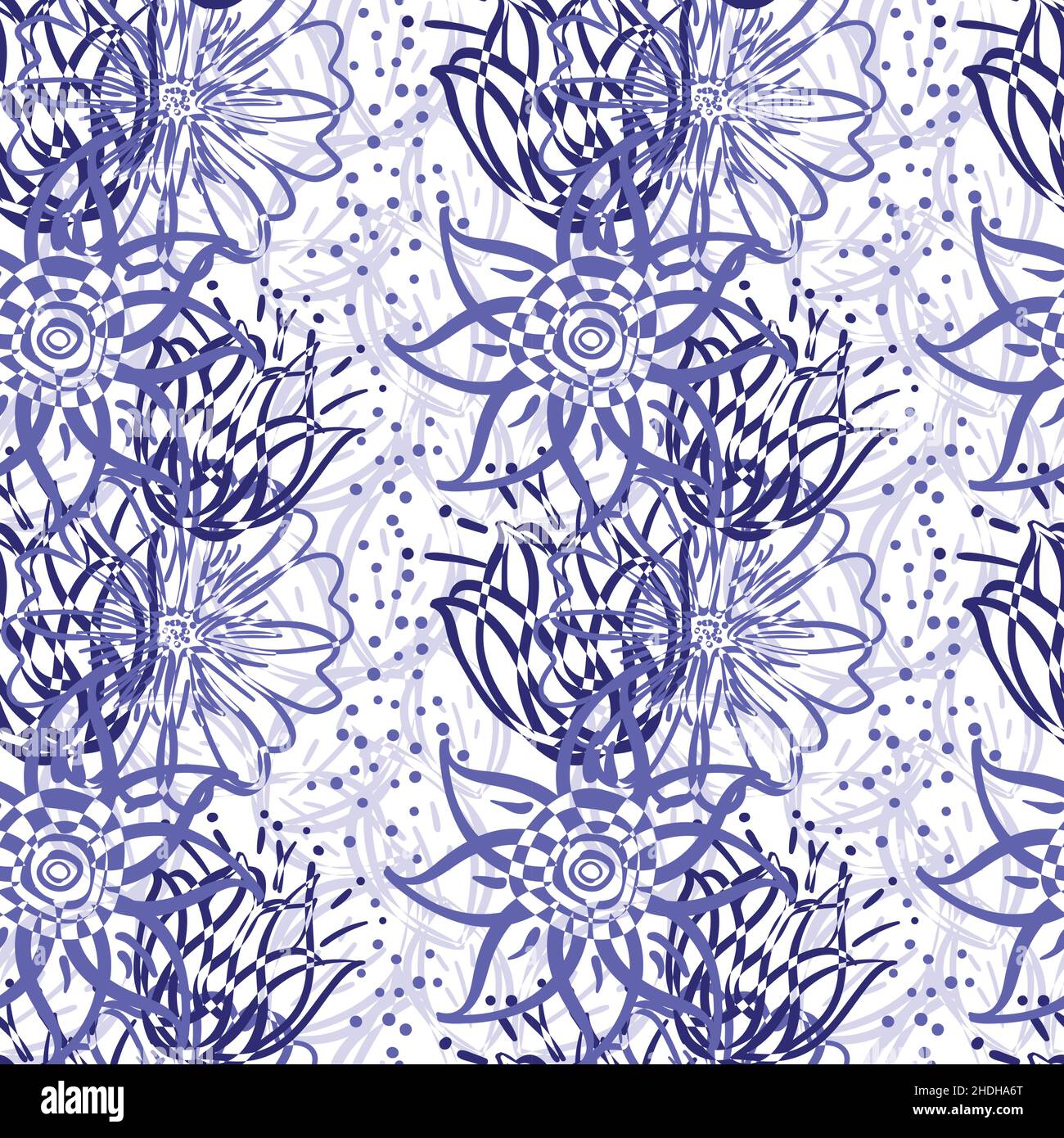 Abstract wild meadow flowers seamless vector pattern background ...