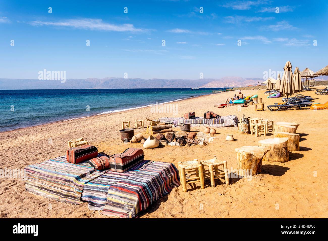 The Beach At The Berenice Beach Club, Aqaba, Aqaba Governorate, Jordan  Stock Photo - Alamy