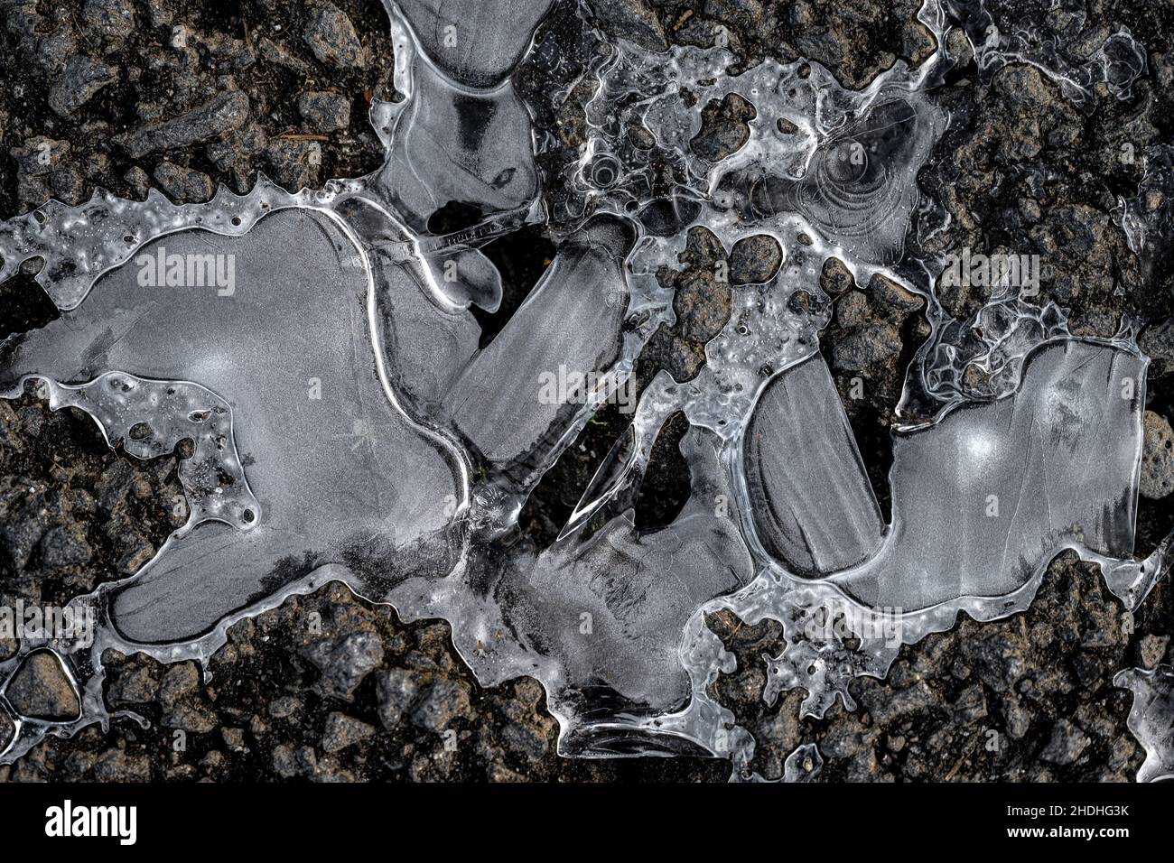 Structures of Frozen Water on Concrete Stock Photo - Alamy