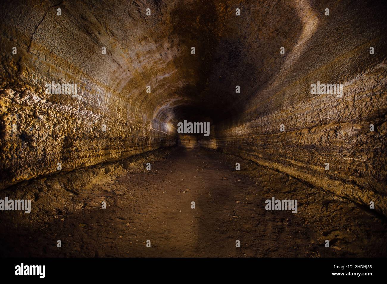 Abandoned prospecting adit. Tunnel at limestone at abandoned mine Stock