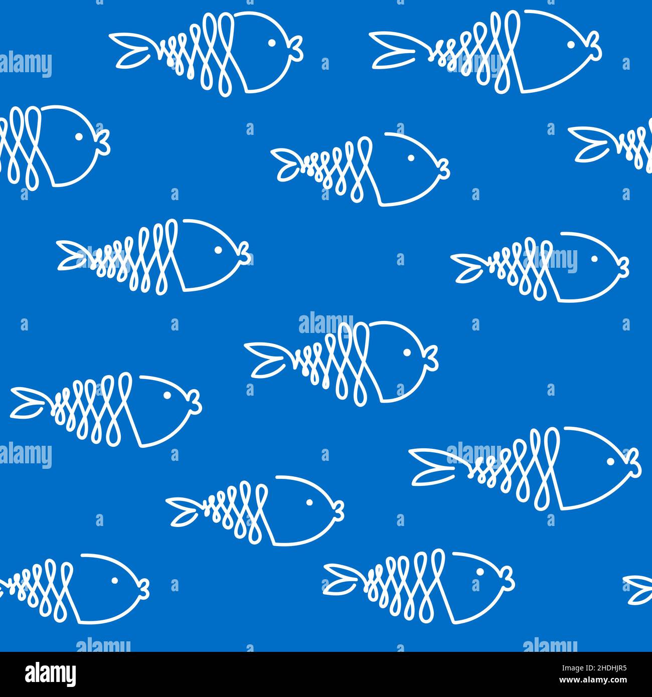 Fishes seamless pattern on blue. Super tuna Stock Vector