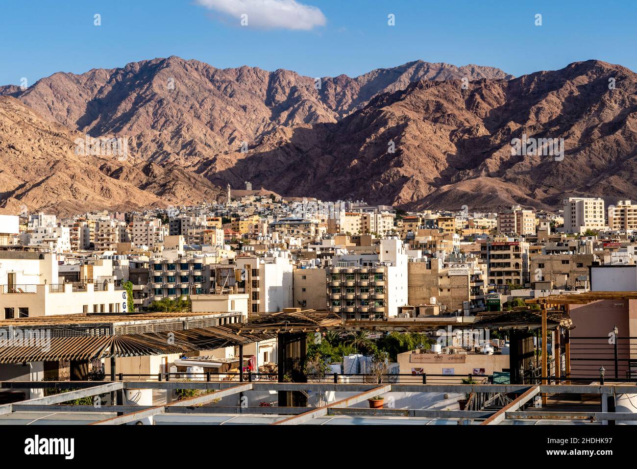 The Skyline Of The City Of Aqaba, Aqaba Governorate, Jordan. Stock Photo