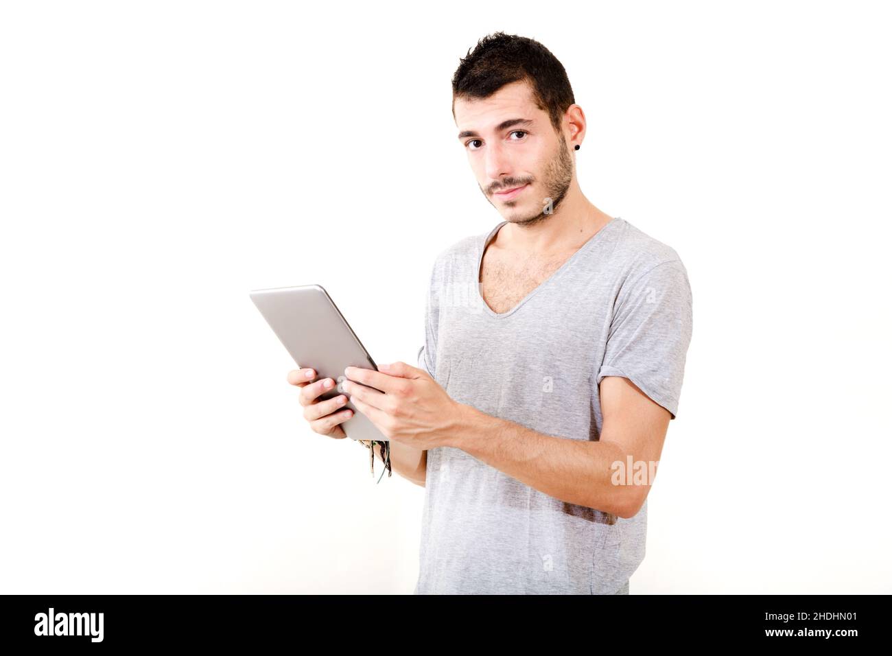 man, tablet-pc, guy, men, ipad, tablet pc Stock Photo